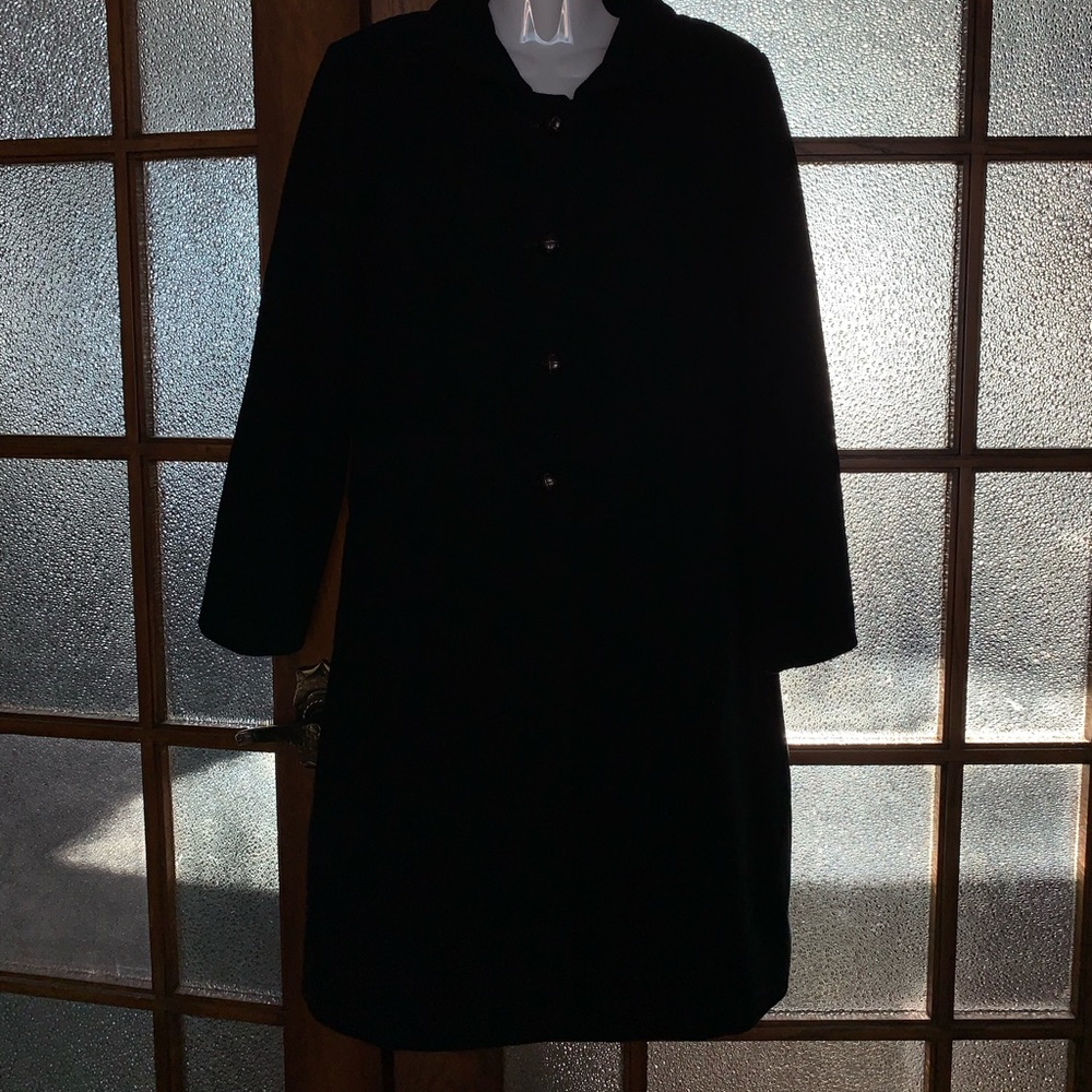 Classic Black Women's Wool Coat - Timeless Winter Jacket - Picture 2 of 9